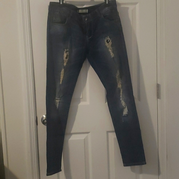 Zara Distressed skinny blue jeans size 10 Usa/42 Euro - Picture 1 of 4